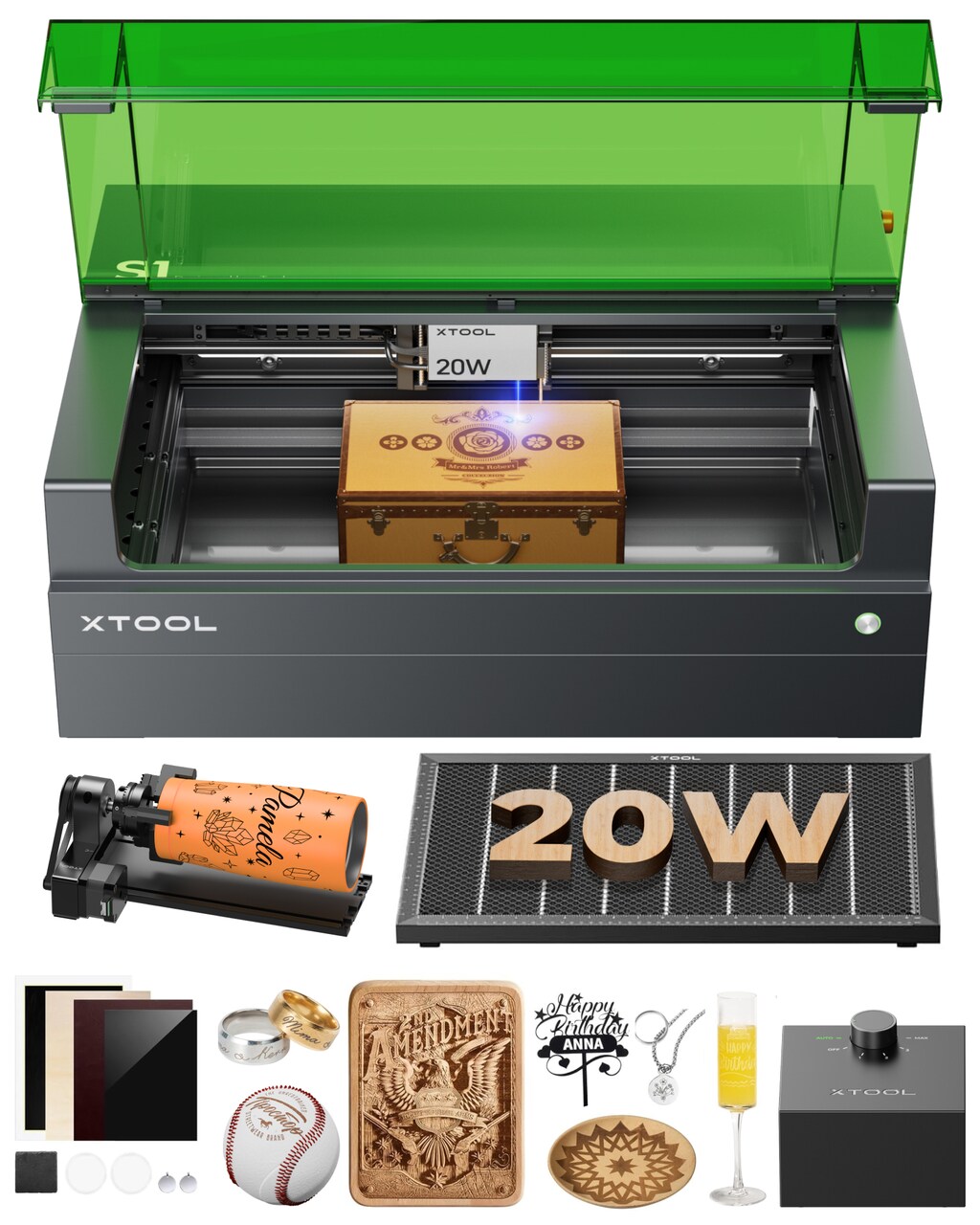 xTool S1 Laser Engraver and Cutter Machine, 23.93" x 15.16" Bed Size, Beginner-Friendly, Laser Engravering Machine for Wood and Metal, Acrylic, etc.